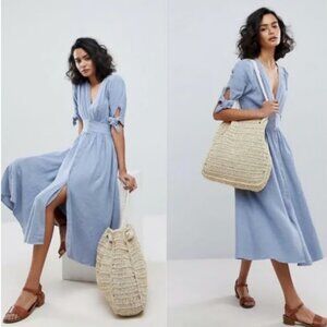 Free People Love Of My Life Midi Dress Light Blue Large